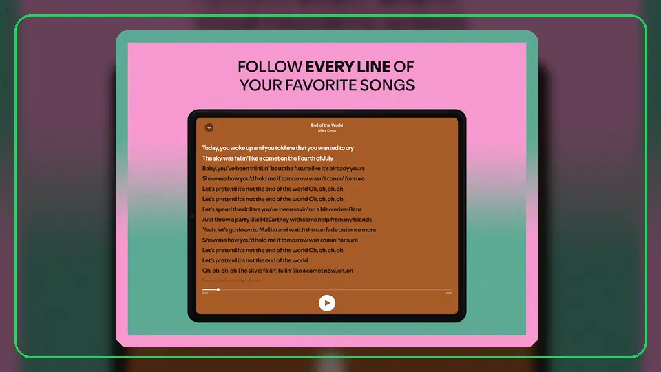 Guía de la función de letras en Spotify Premium APK - Spotify app screenshot 4